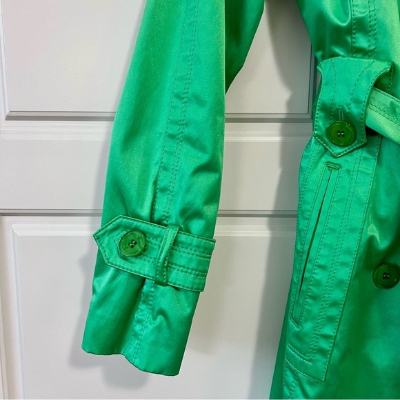 Jessica Simpson Green Double Breasted Trench Coat Belted Unique Piece XS - Picture 9 of 16